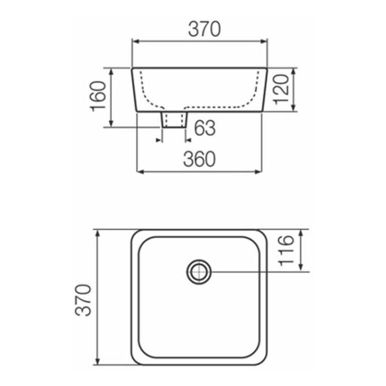 Bacha Ferrum Tori L243k Apoyo Blanca Bano Vanitory Cuadrada - Imagen 2