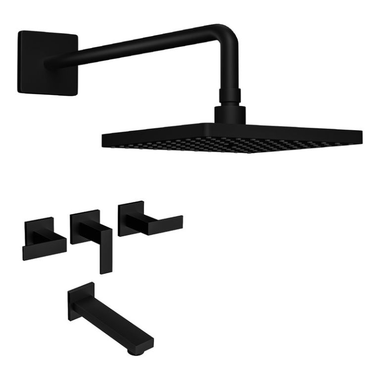 Griferia Piazza Hydros Level Ducha De Embutir Negro