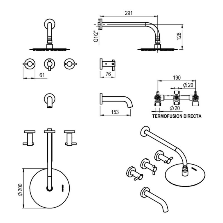 Griferia Hidromet Fly Lever Black Ducha Embutir Trasferencia - Imagen 2