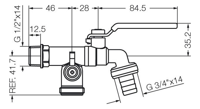 Canilla Doble Pico Lavarropas Esférica Fv 0436.04 - Imagen 2