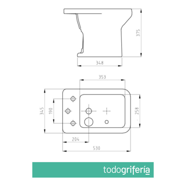 Bidet Ferrum Limay 3 Agujeros Bcm3-b Blanco - Imagen 2