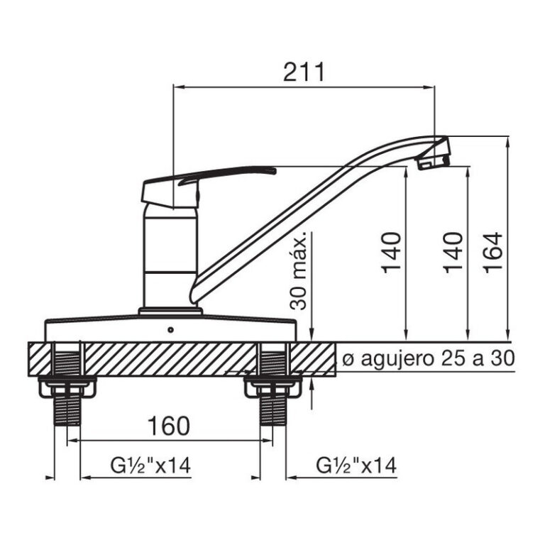 Griferia Fv Arizona Monocomando Cocina Mesada Duo 411.03/b1 Color Ceramica - Imagen 2