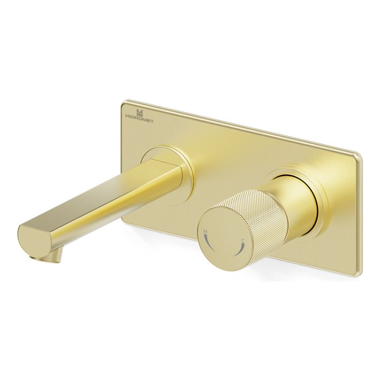 Griferia Hidromet Texture Lavatorio Pared Monocoman 9880gold