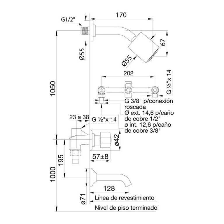 Griferia Fv Arizona Plus Ducha Embutir Transferencia 103/b1p - Imagen 2