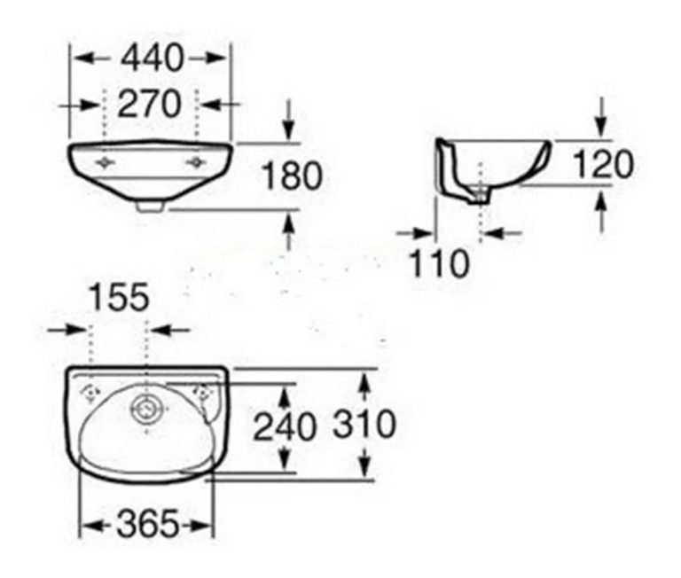 Lavatorio Bacha Roca Ibis Baño Lavamanos Lado Izquierdo 1 Ag - Imagen 2