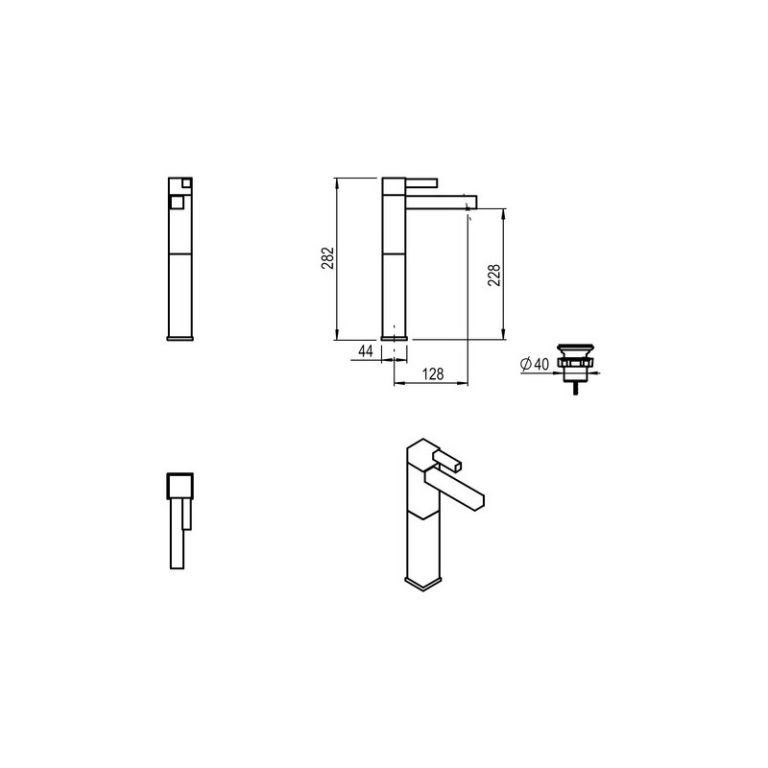 Griferia Hidromet Lavatorio Alto Monocom One Block 3515crcr - Imagen 2