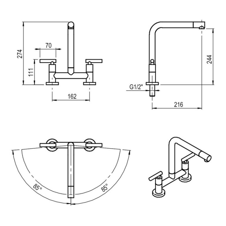 Griferia Hidromet Sun Lever Black Cocina Pico Recto 4561negr - Imagen 2