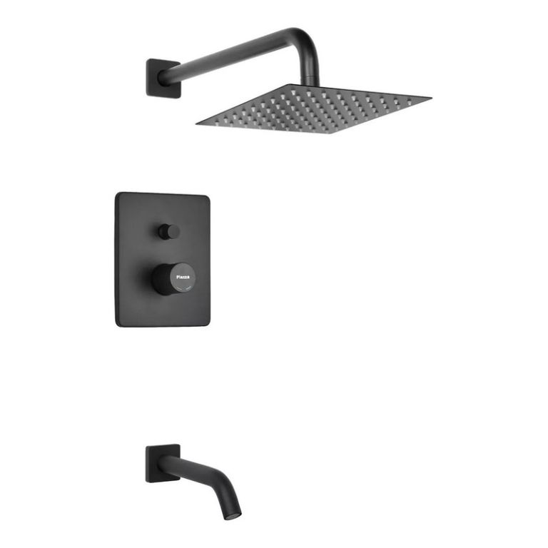 Griferia Piazza Lounge Negro Monocomando Ducha Embutir C/t