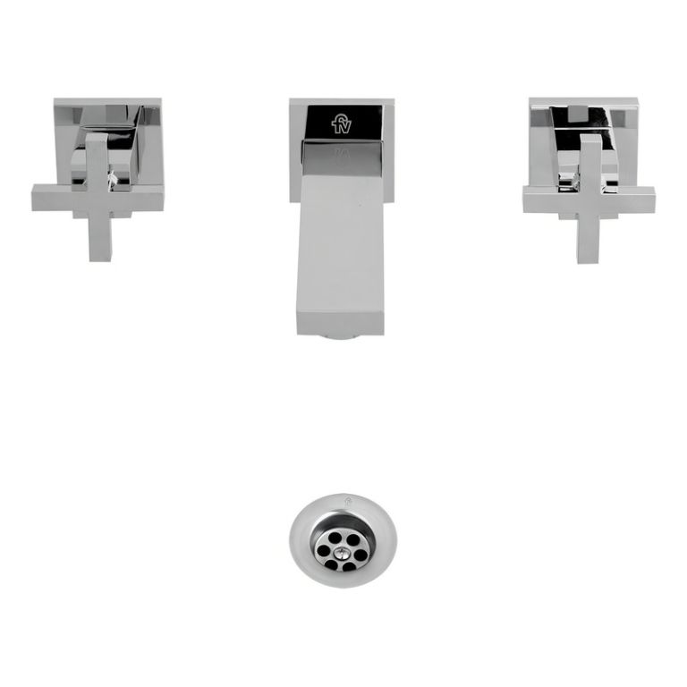 Griferia Fv Dominic Cruz Lavatorio Pared Bano 203/85 Cromo A