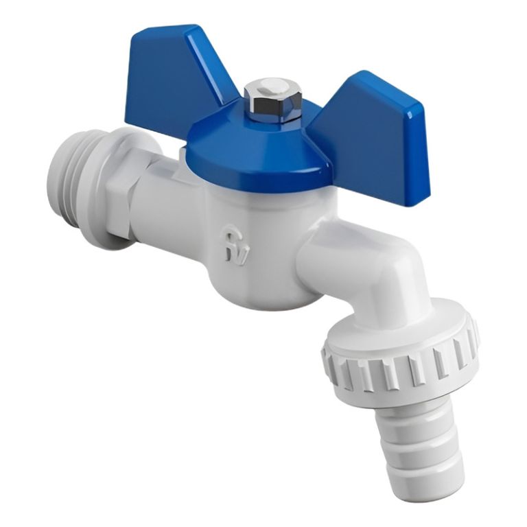 Canilla Plastica Fv Para Manguera Y Riego De 13 Mm (1/2) Color Blanco