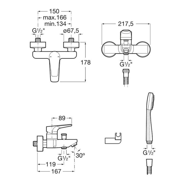 Grifería Roca Atlas Ducha Exterior Con Transferencia Cromo - Imagen 2
