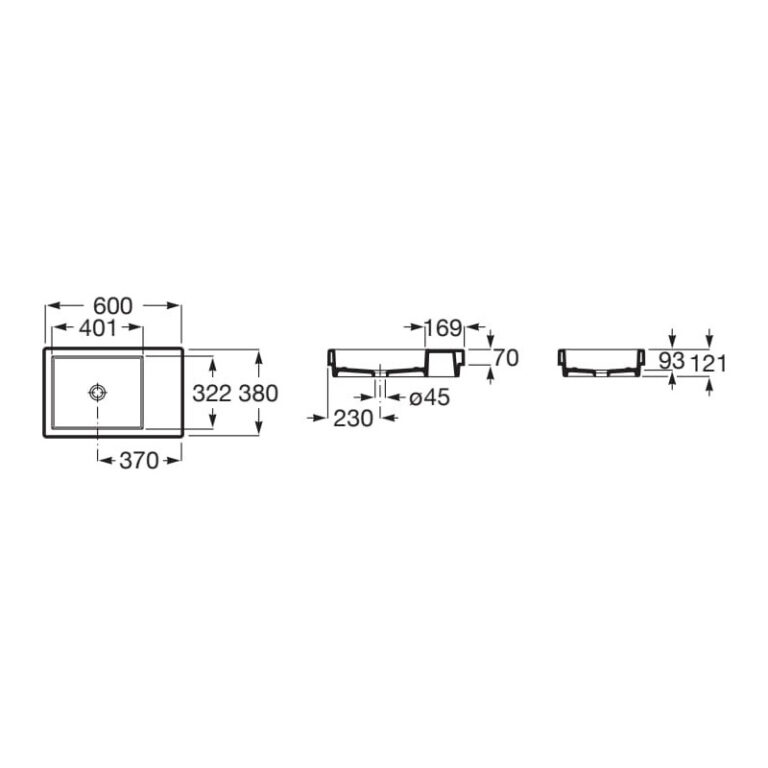 Bacha Roca Horizon Encimera De Porcelana Rectangular - Imagen 2