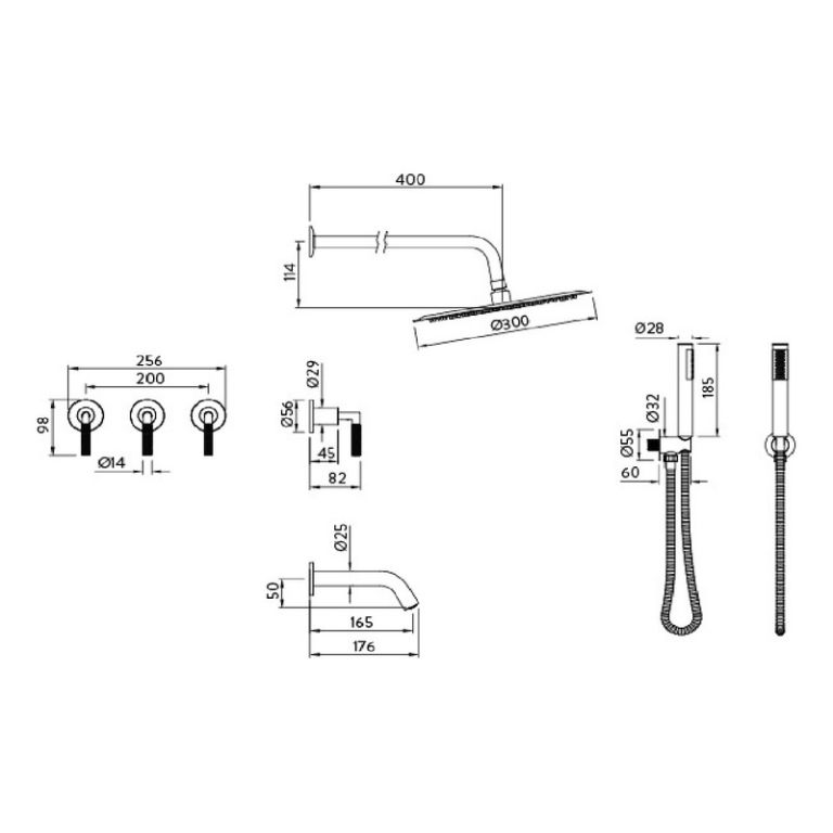 Griferia Peirano Beat Ducha 3 Vias C/t Y Duchador 80-353ni - Imagen 2