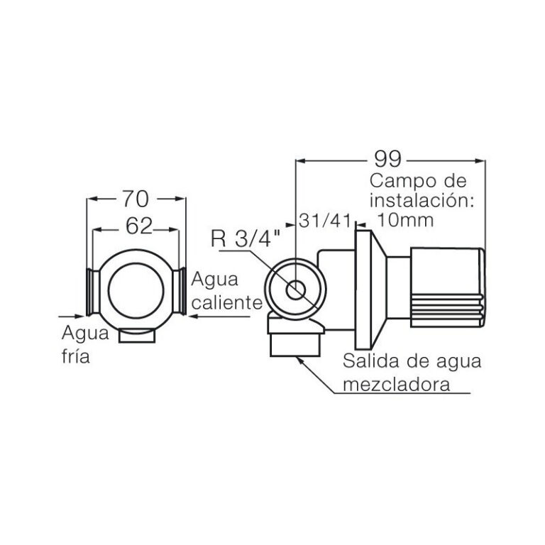 Griferia Fv Pressmatic Temporizada Mezcladora Pared 341 - Imagen 2