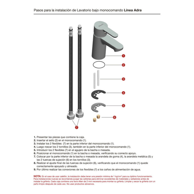 Griferia Peirano Adra Monocomando Lavatorio Bajo Crom 60-203 - Imagen 3