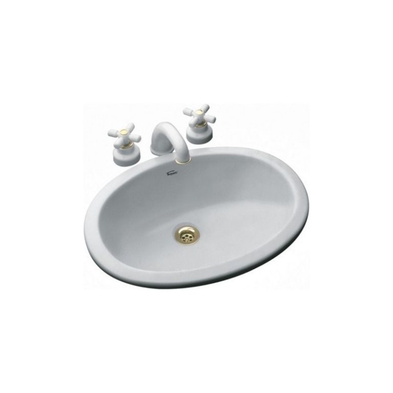 Bacha De Bano Ferrum Imola Oval De Embutir Blanca Lmhf Loza