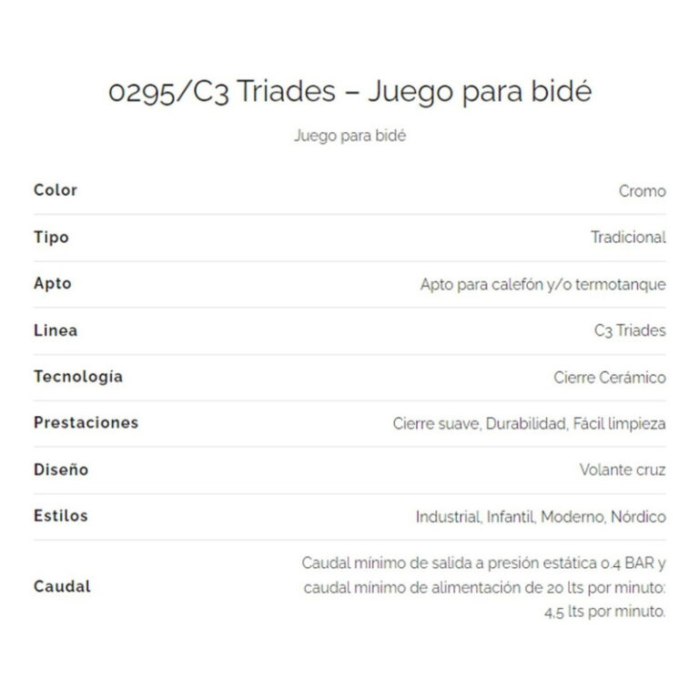 Griferia Fv Triades Bidet Con Transferencia 0295/c3 - Imagen 3