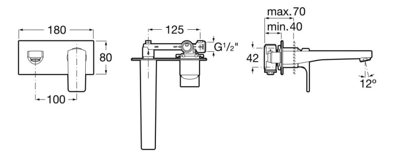 Grifería Roca Varna Lavatorio Pared Monocomando Cromo - Imagen 2