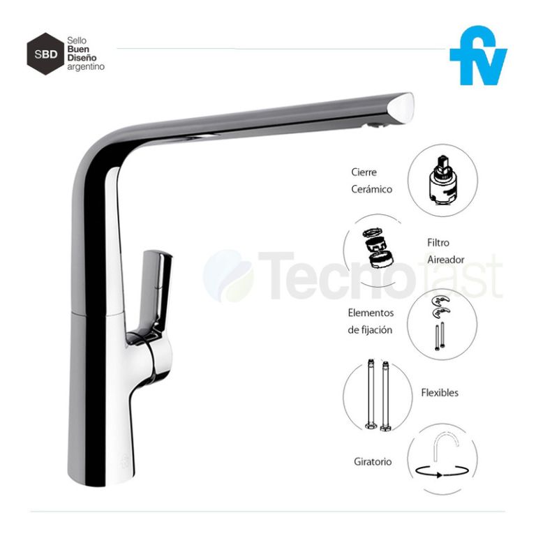 Griferia Fv Aromo Cocina Mesada Monocomando 0411.04/d8 - Imagen 3