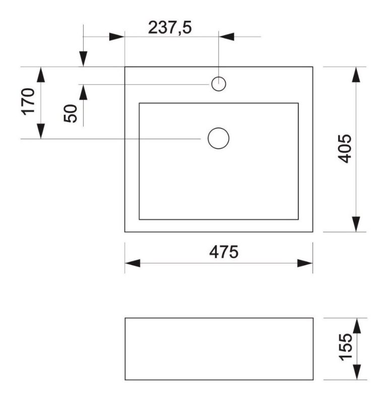Bacha Piazza Cuadrada Apoyo 117/1 Agujeros Para Monocomando - Imagen 2