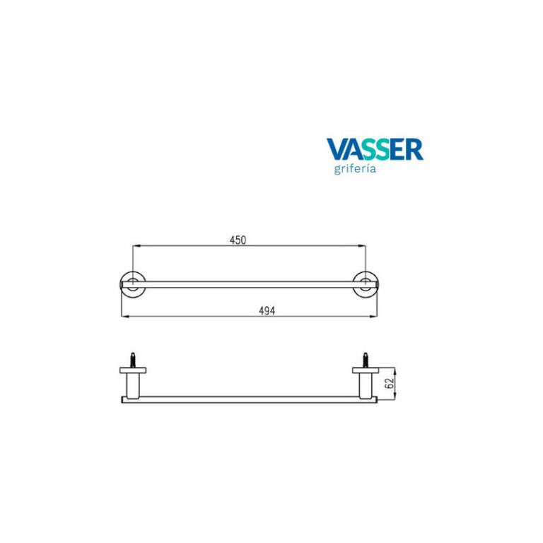 Toallero Barral Metal Vasser Cyrano Cromo 13/1819 - Imagen 2