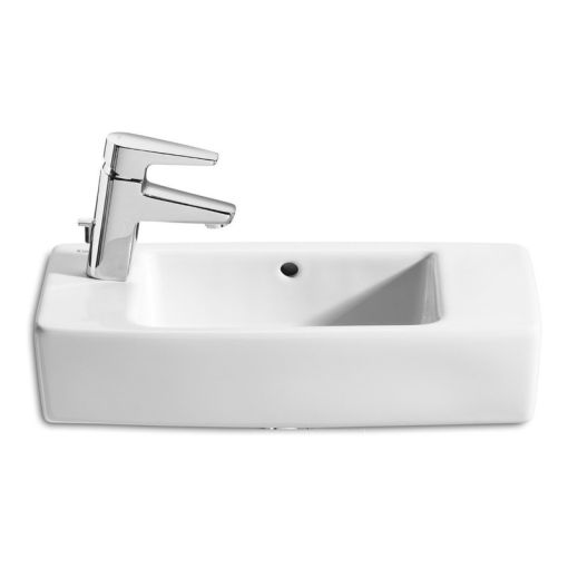 Bacha Roca Hall 500 Mm Colgar O Encimera Lavatorio Izquierda cantidad de agujeros 1 Acabado Blanco Color Blanco