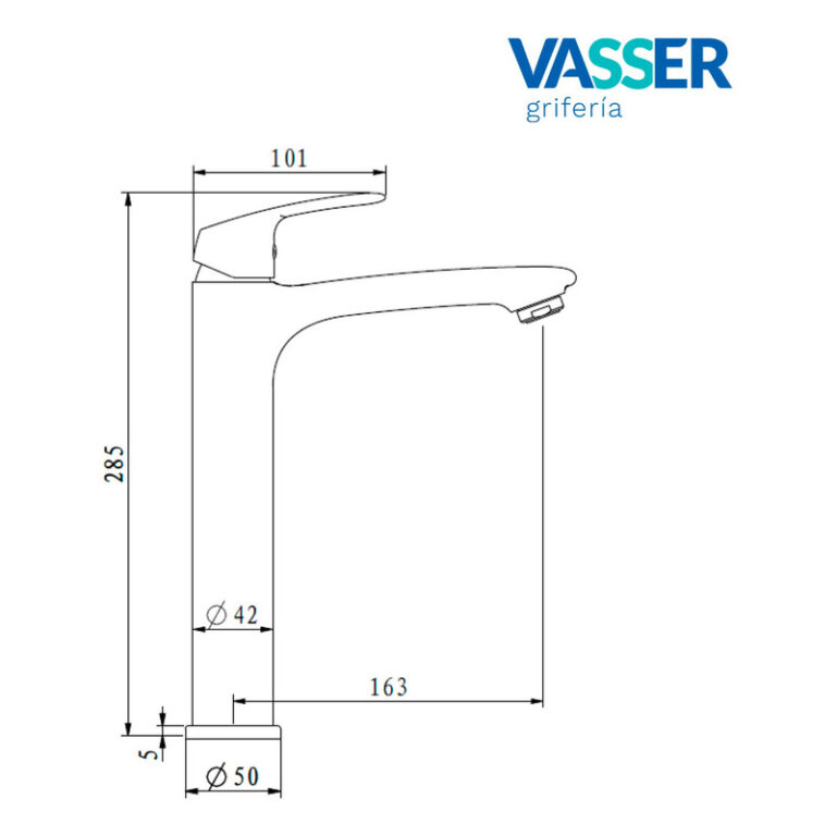 Griferia Vasser Kassia Negro Lavatorio Alto 11a/1102.ng - Imagen 8