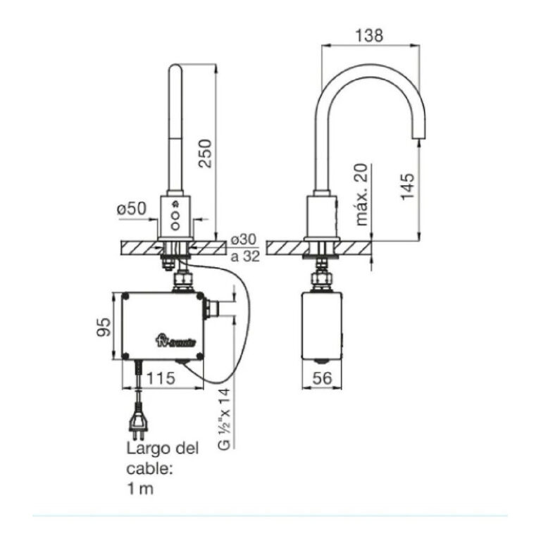 Griferia Fv Tronic Lavat Electronico Transformador 363.05t - Imagen 2
