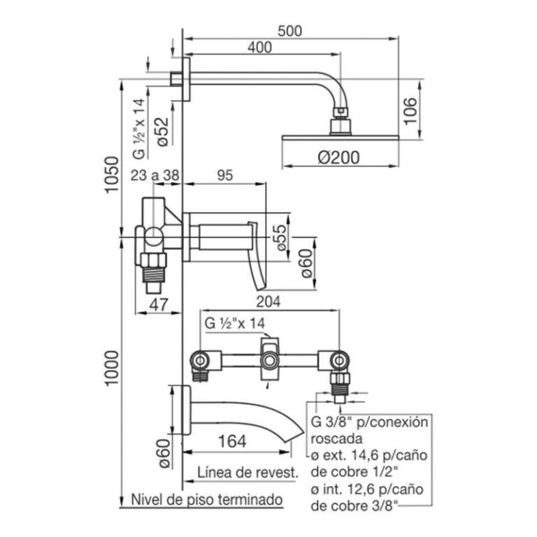 Grifería Fv Libby Ducha Con Transferencia Embutir 103/39 Bañ - Imagen 2