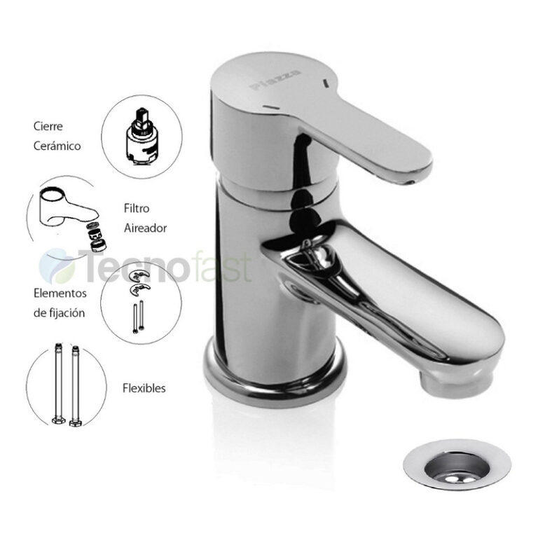 Grifería Piazza Yvon Emblem Lavatorio Metal Baño Cerámico - Imagen 2