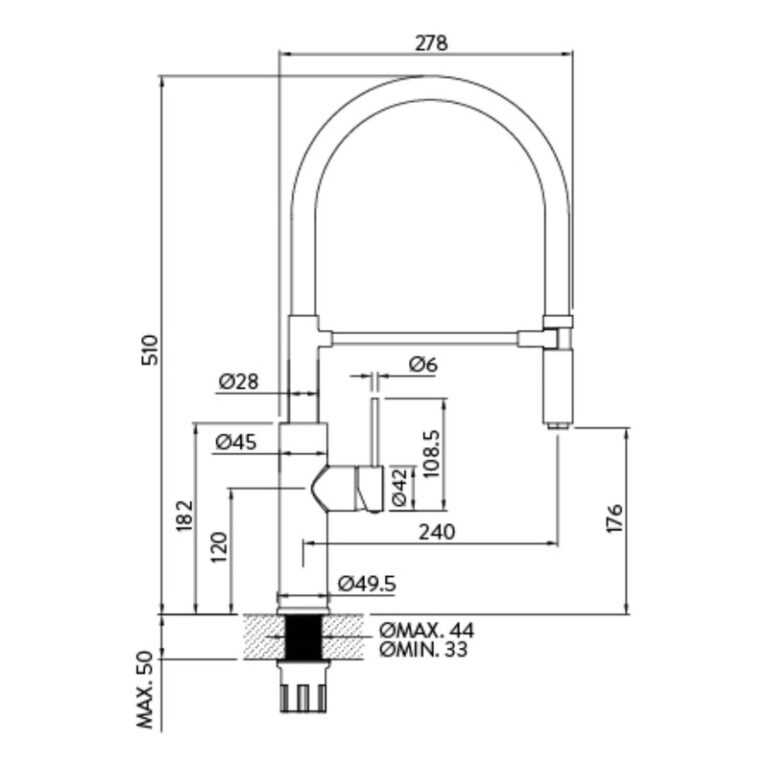 Griferia Peirano Hoop Monocomando Cocina Black 60-202n - Imagen 6