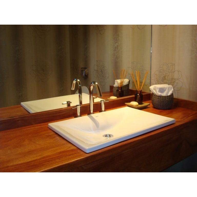 Bacha Roca Saitama Encimera Lavatorio Porcelana Blanco - Imagen 3
