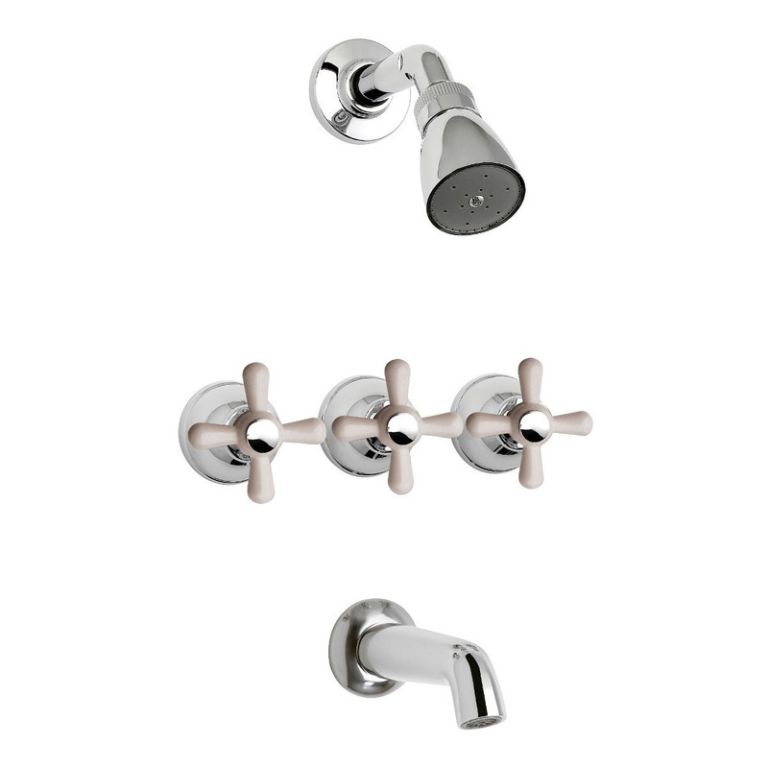 Griferia Peirano Ares Ducha Embutir Con Transf Blanco Cromo