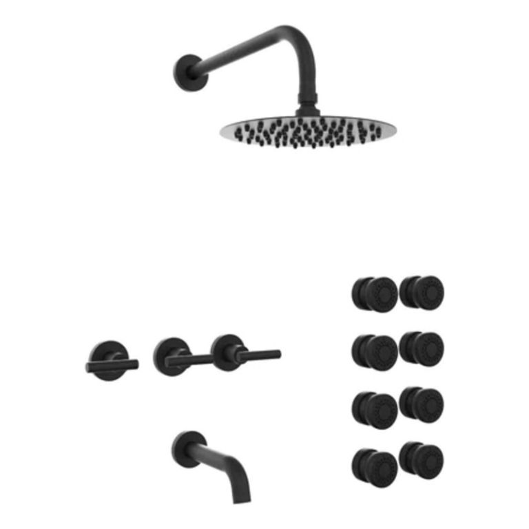 Griferia Hidromet Sun Lever Negro 3 Vias C/escocesa 4545negr