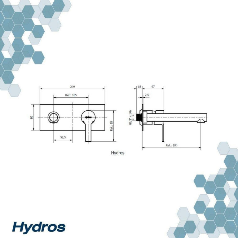 Grifería Hydros Calyx Lavatorio Pared Monocomando Cromo Baño - Imagen 5