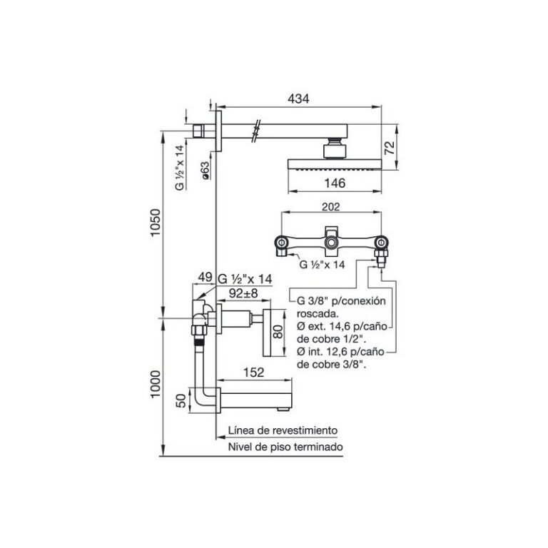Griferia Fv Dominic Lever Ducha De Embutir 103/85l Fv 85 - Imagen 2