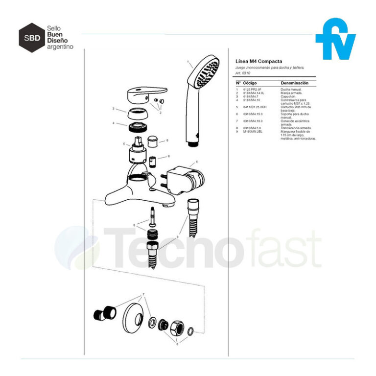 Griferia Fv Compacta Ducha Exterior Con Transferencia - Imagen 5