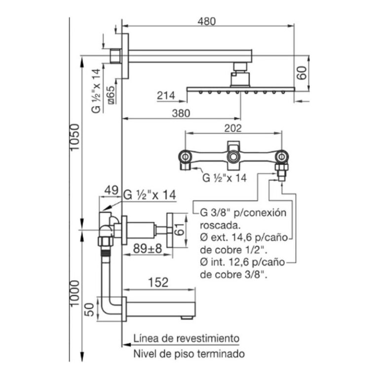 Grifería Fv Dominic Cruz Ducha Con Transferencia 103/85 Baño - Imagen 3