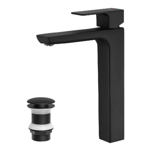 Griferia Piazza Arq Monocomando Lavatorio Alto Negro 10402ne