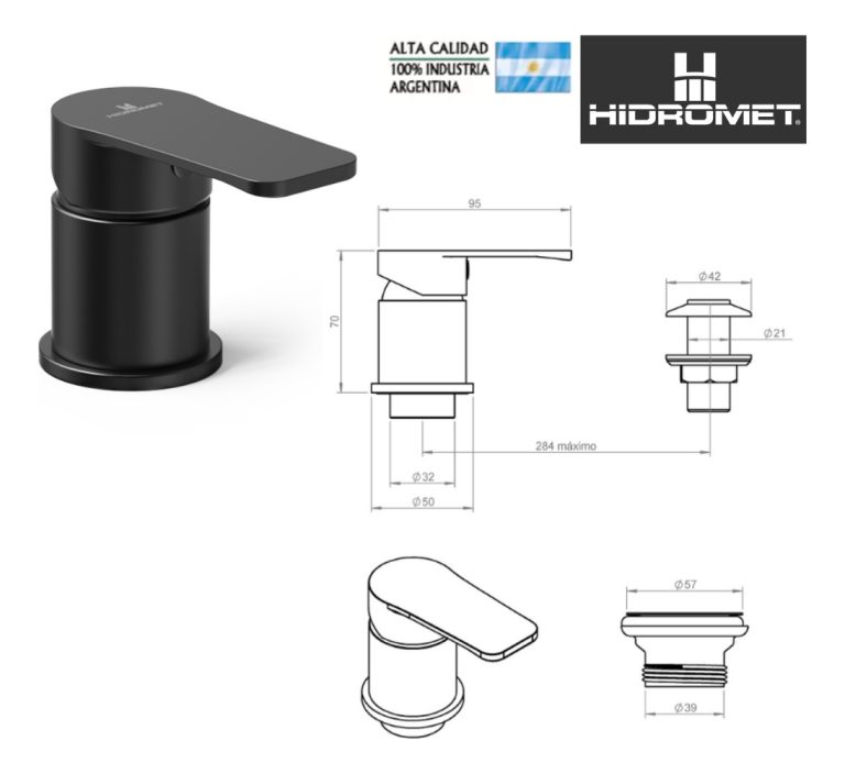 Griferia Hidromet Bidet Sin Transferencia Small Black Negro - Imagen 3