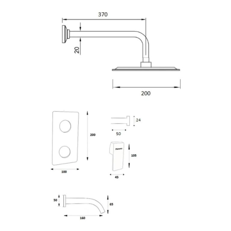 Grifería Peirano Soria Black Negra Ducha Embutir 80-192 - Imagen 2