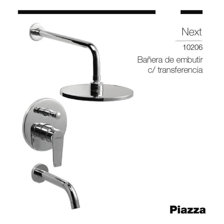 Grifería Piazza Next Ducha Embutir Flor Redonda Monocomando - Imagen 2