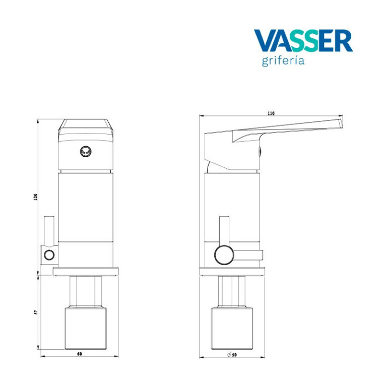Griferia Bidet Vasser Zafiro Monocomando 12/1032 - Imagen 2