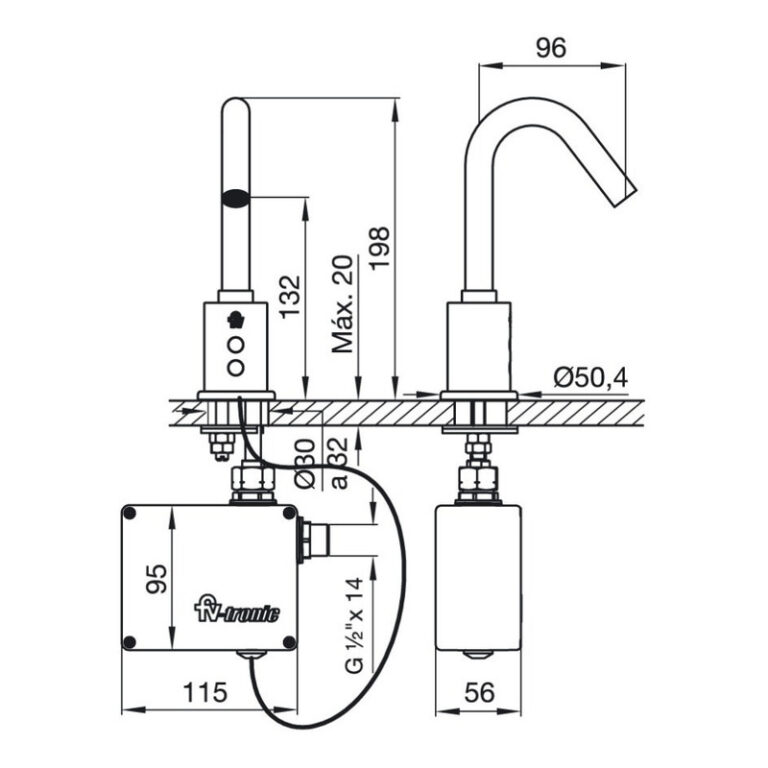 Grifería Fv Tronic Lavatorio Electrónico Portapilas 363.04p - Imagen 2