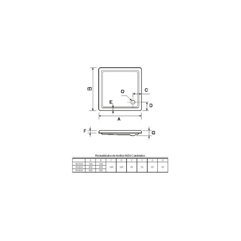 Receptaculo Ferrum Niza Acrilico 70 X 70 X 10 Cm Ra70 Blanco - Imagen 2
