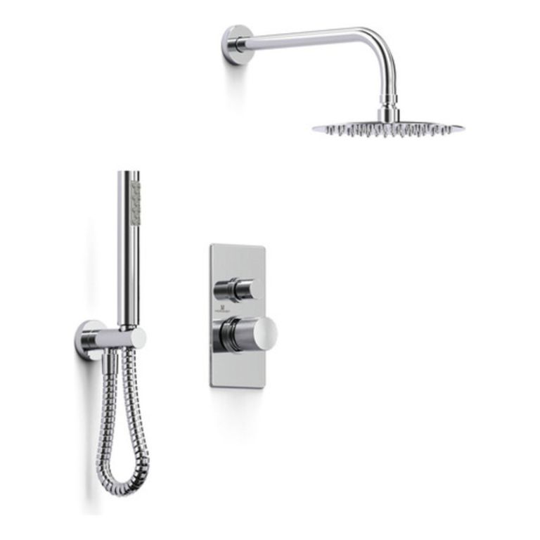 Griferia Hidromet Texture Ducha 2 Vias Con Duchador Cromo