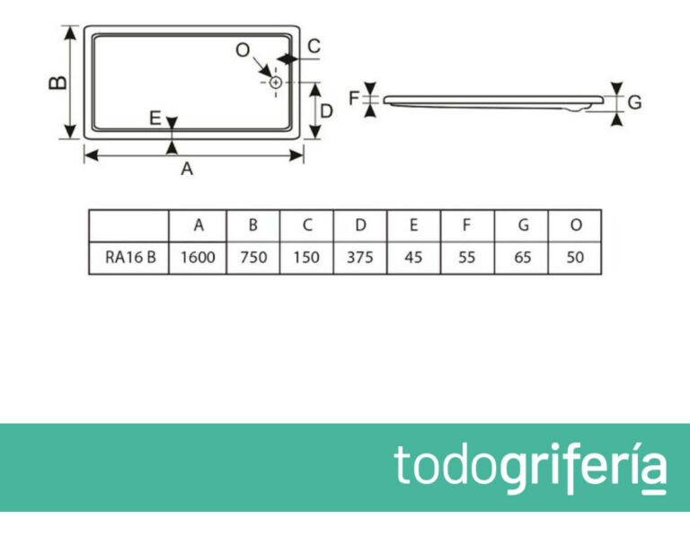 Receptaculo Ferrum Niza Ducha 160x75x5 Ra16 B Ducha Bano Color Blanco - Imagen 3