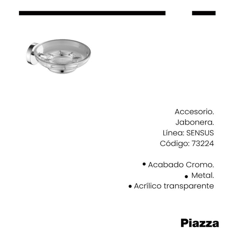 Jabonera De Pared Piazza Sensus Accesorio Baño Acrílico Transparente Color Cromo - Imagen 2