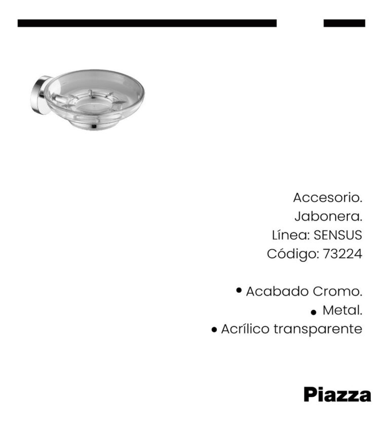 Jabonera De Pared Piazza Sensus Accesorio Bano Acrilico Transparente Color Cromo - Imagen 2