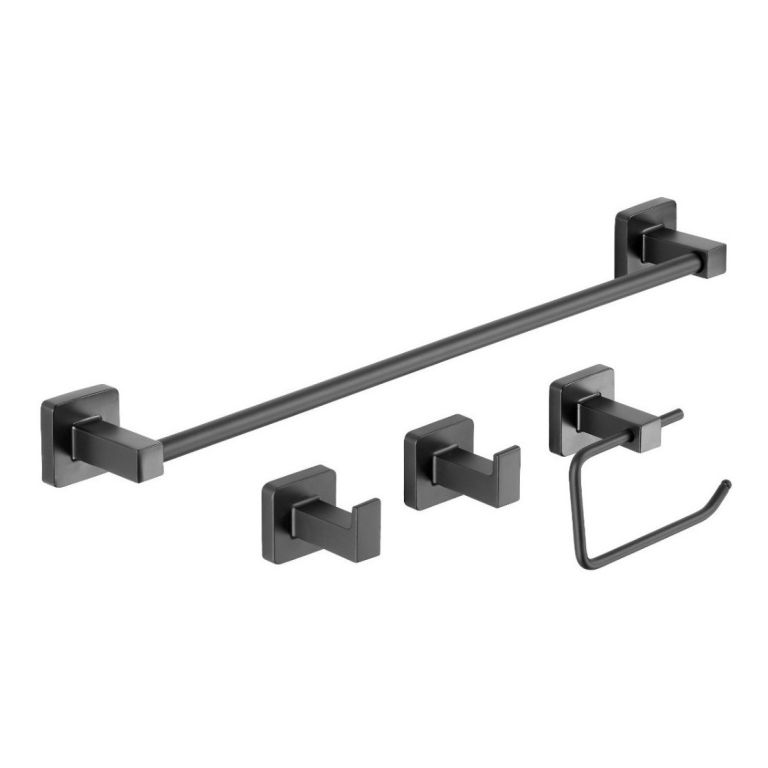 Juego De 4 Accesorios Para Bano Piazza Cube Negro - Imagen 5